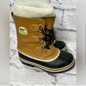 Sorel yoot pac youth unisex beige weatherproof boots size 2 unisex
